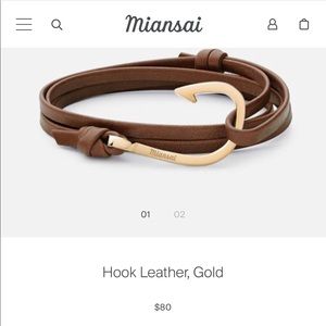 Miansai Wraparound leather gold anchor bracelet